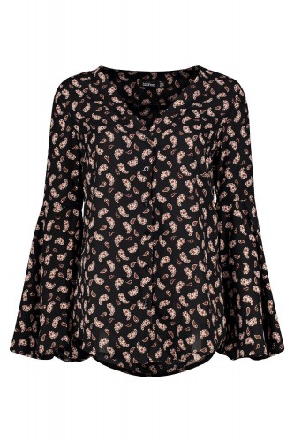 Black paisley Boohoo top | SS16 bus