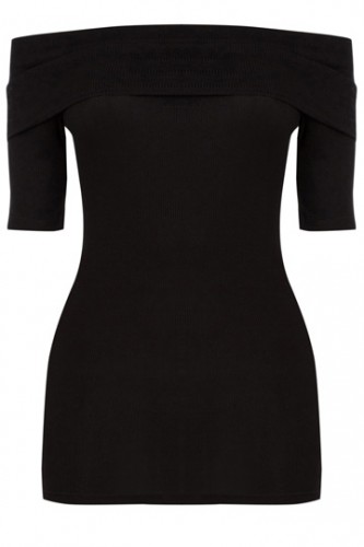 Oasis black rib Bardot top 