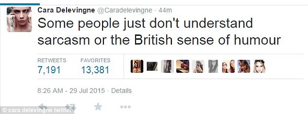 Cara tweet about sense of humour
